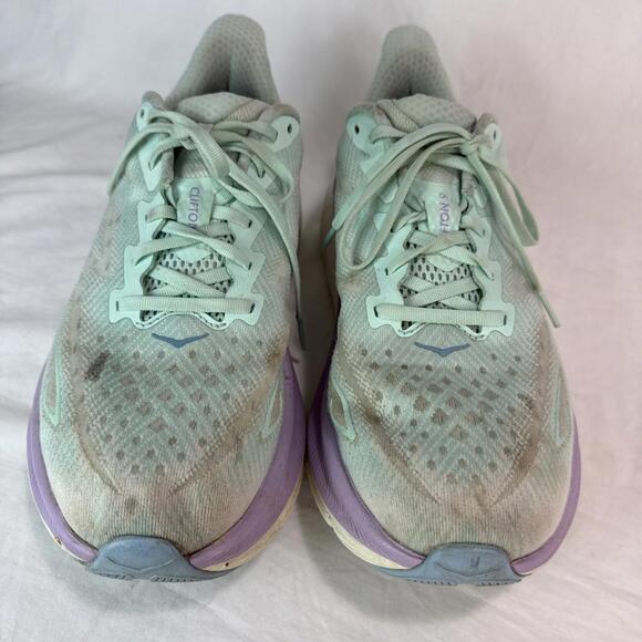 Hoka One One Clifton 9 Womens Size 10D Wide Green Purple Blue Running Athletic - Picture 5 of 15